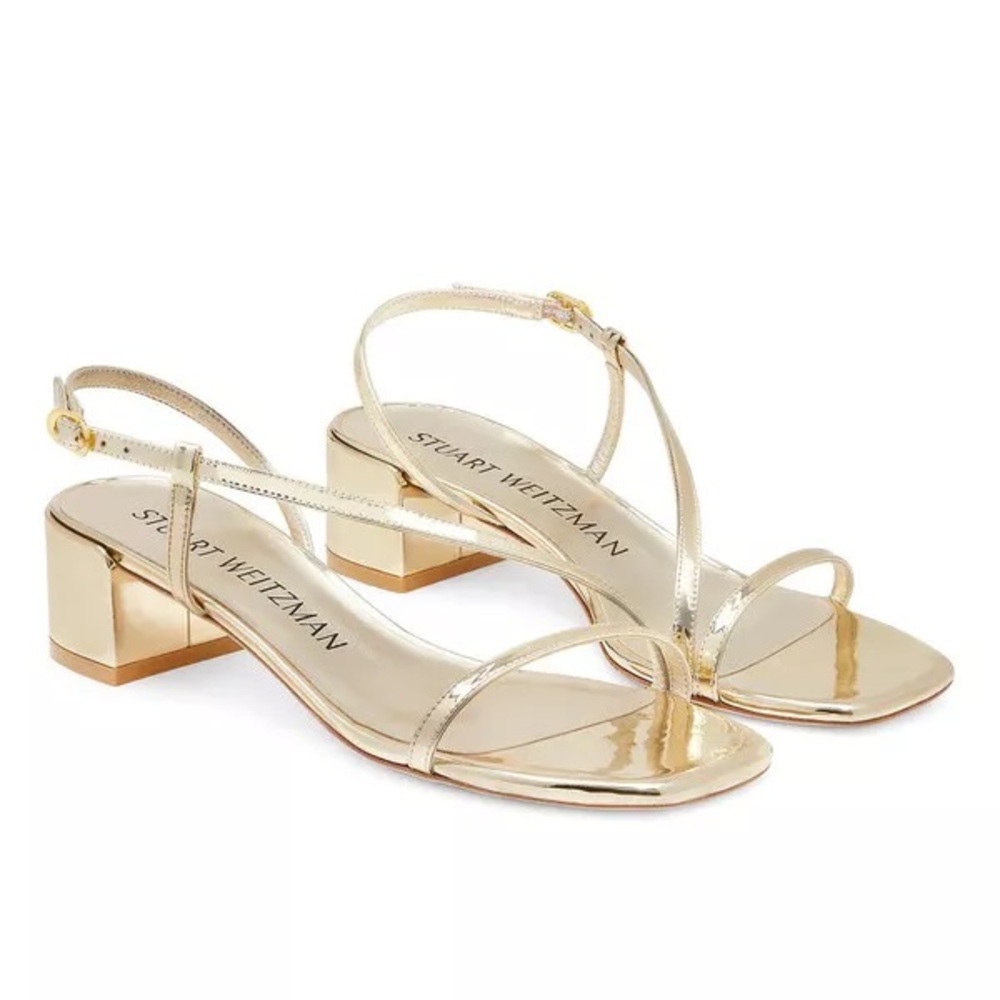 STUART WEITZMAN Soirée Strap Metallic Gold Sandals Size 6.5
